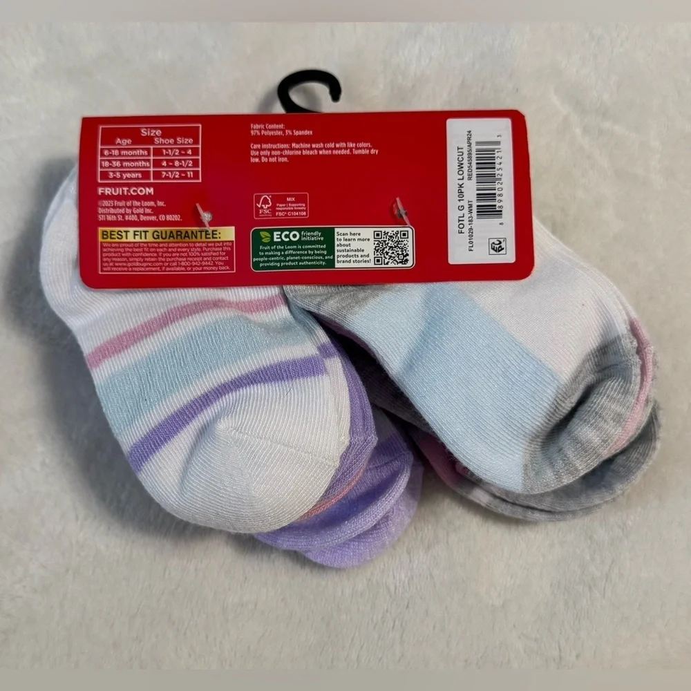 Fruit of the Loom Kids' Striped Low Cut Socks - Multicolor